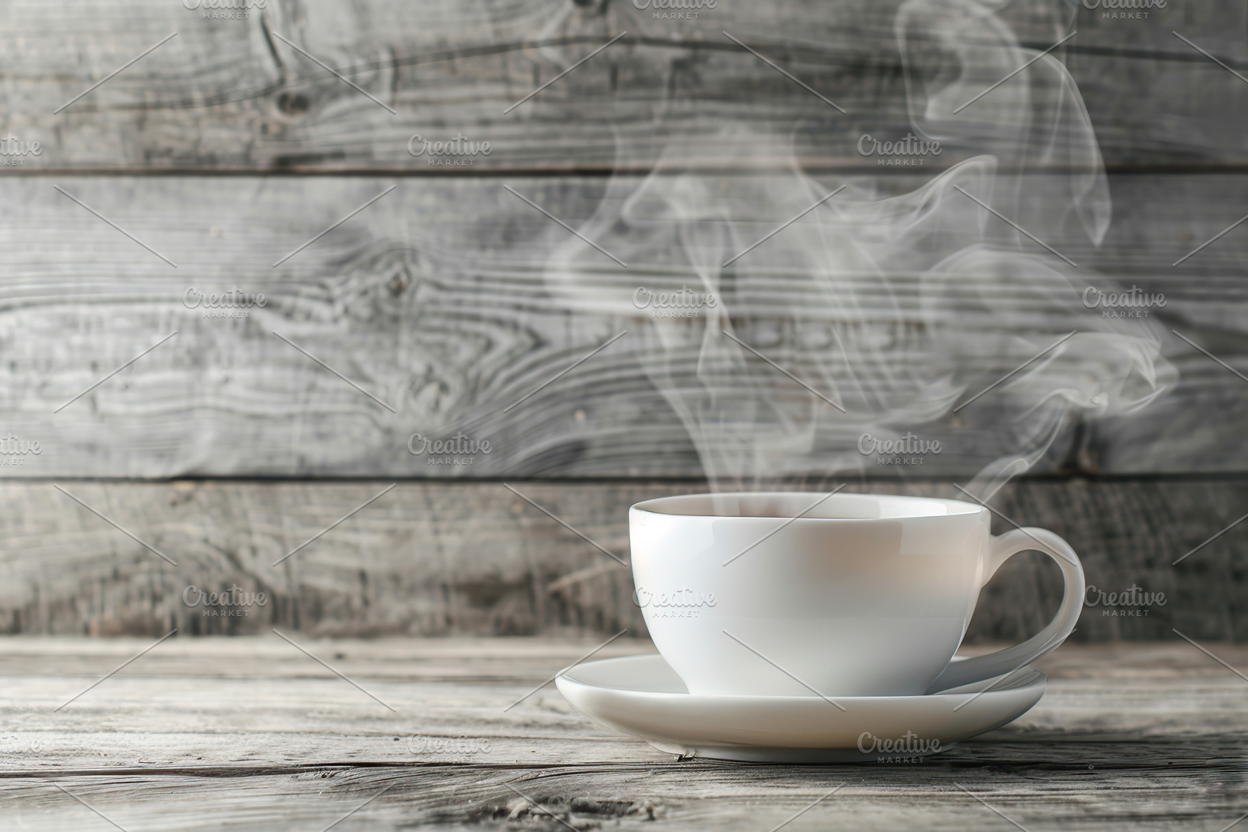Cup of tea with steam on wooden table, a Food & Drink Photo by AlyaAnd