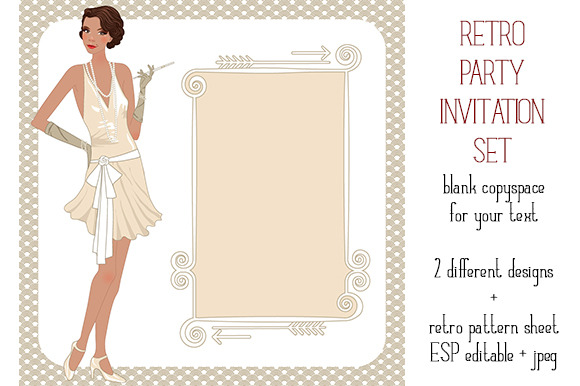 Retro party invitation set, an Invitation Template by Mockup Up!
