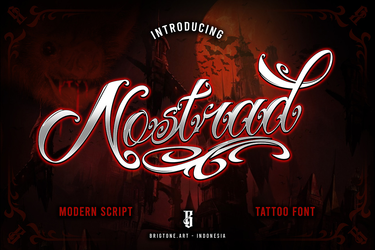 Nostrad - Tattoo Handwritten Font, a Script Font by Brightone (Photo 1 of 5)