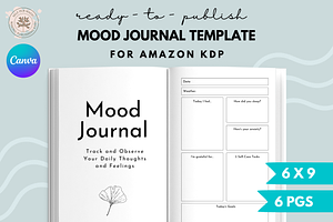 Mood Journal Template KDP Canva