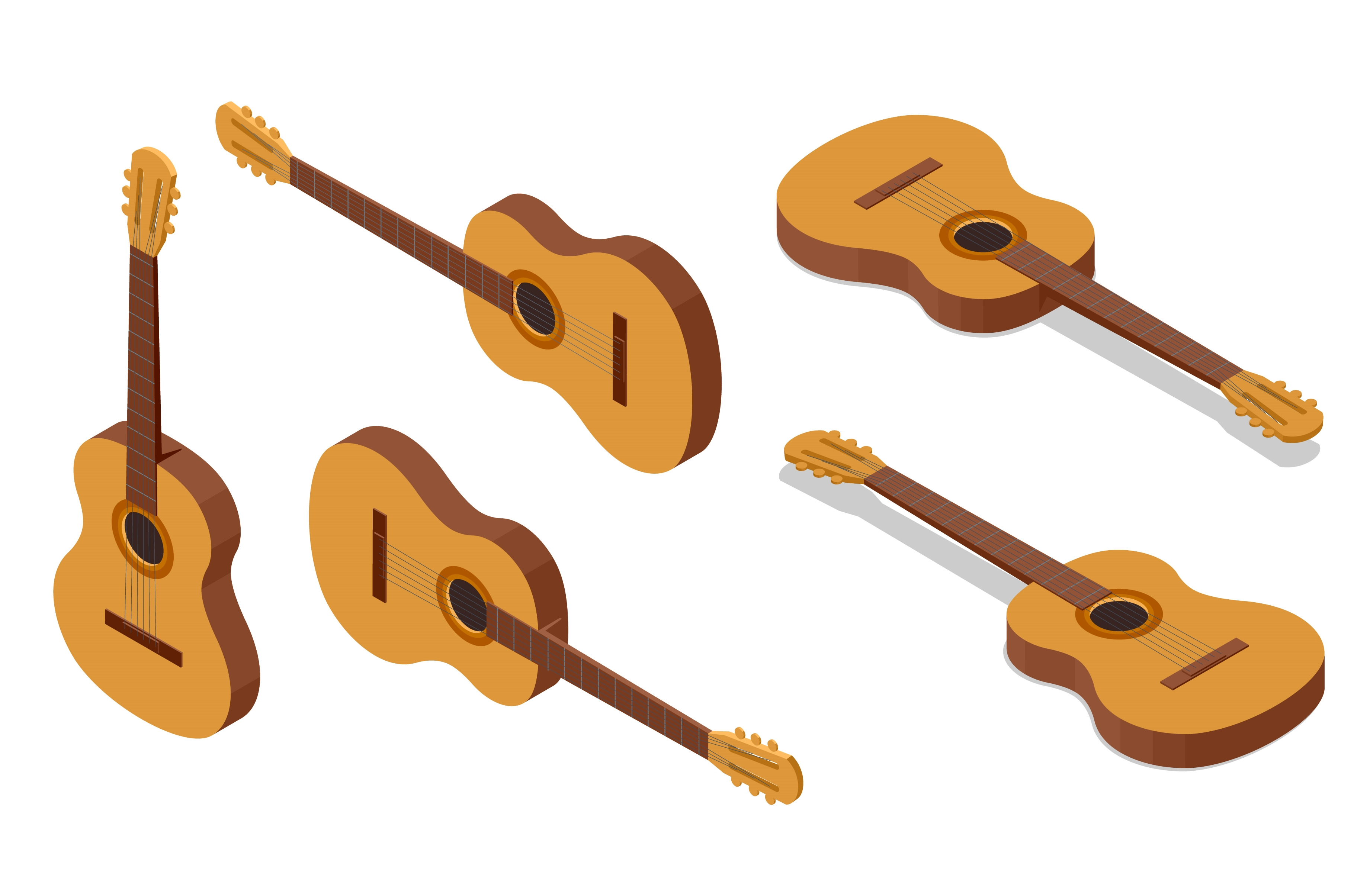 Isometric Classical Acoustic Six by Golden Sikorka | Creative Market