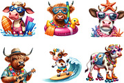 Funny Summer Highland Cow Clipart, an Illustration by cherrydesign (Thumbnail 2 of 3)
