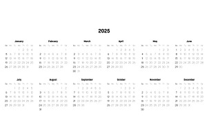 Monthly Calendar Annual Of Year 2025