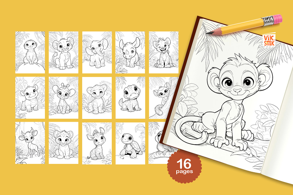 Animal Coloring Pages for Kids, an Animal Illustration by vik.stock (Photo 10 of 17)