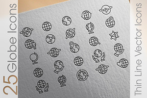 Vector Globe Line Icon Set