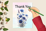 Watercolor Dusty Blue Flowers PNG, an Illustration by CraftArtStudio (Thumbnail 3 of 3)