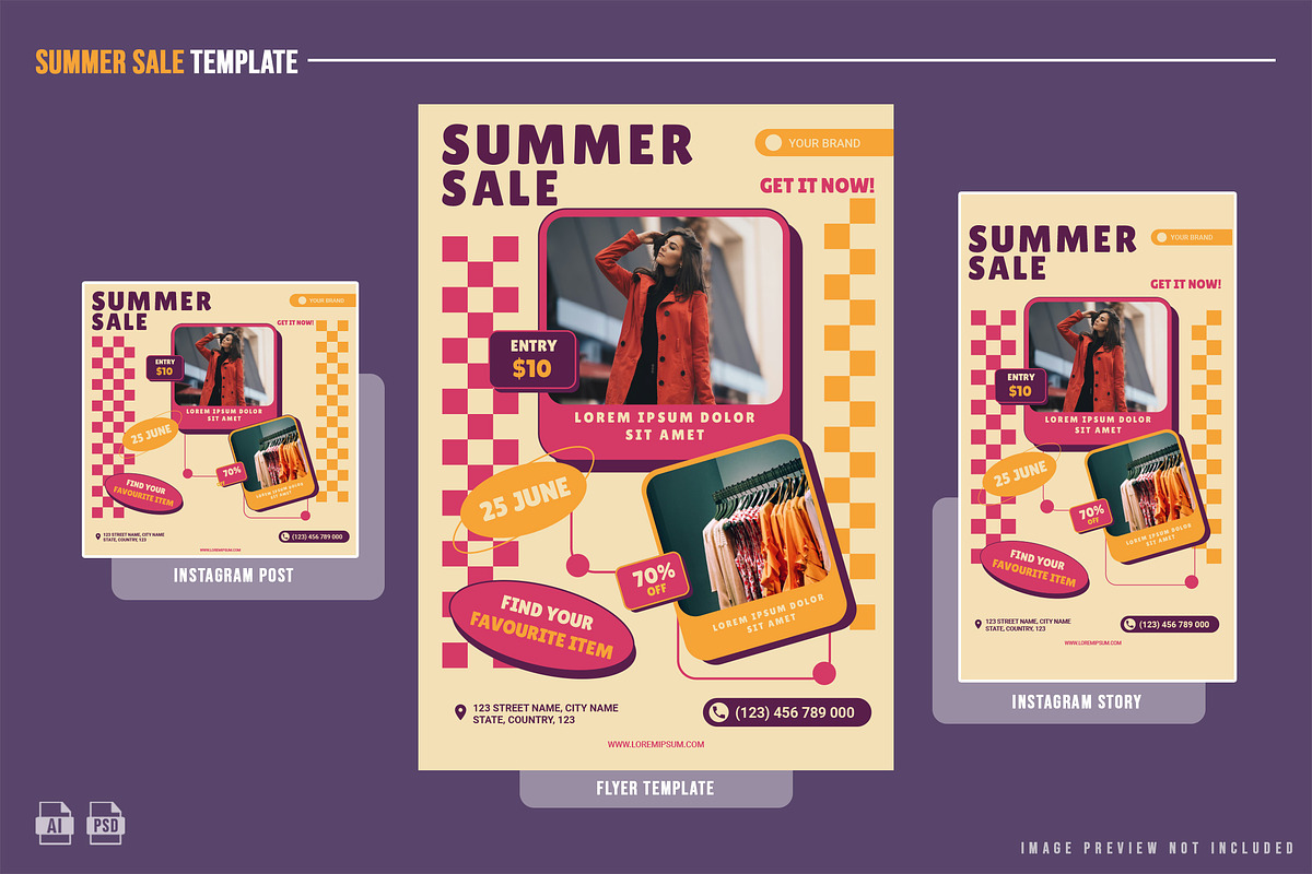 Retro Summer Sale Flyer Design, a Print Template by NOX Labs (Photo 1 of 2)
