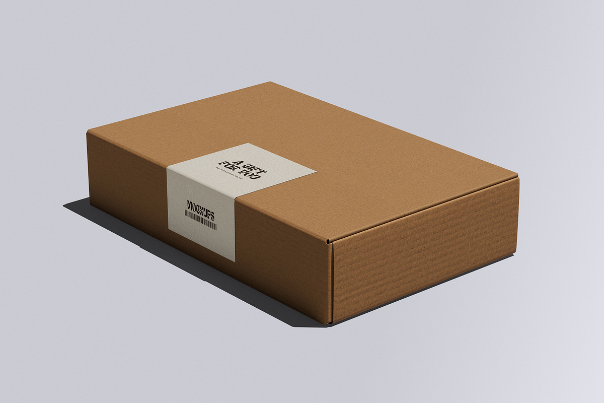 Box With Sticker Mockup, a Packaging Mockup by Riel Concept (Photo 3 of 8)