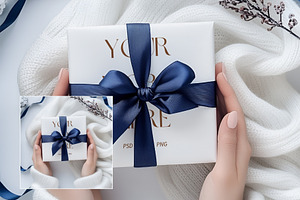 Blue Gift With Hands Mockup WR004-02