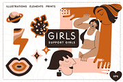 Girls support. Illustration set., an Object Graphic by anna khramtsova (Thumbnail 1 of 10)