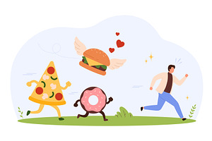 Man Escaping Junk Food Temptation