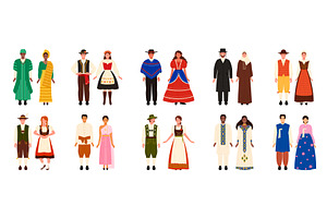 People in traditional costumes of, a Person Illustration by Flashvector