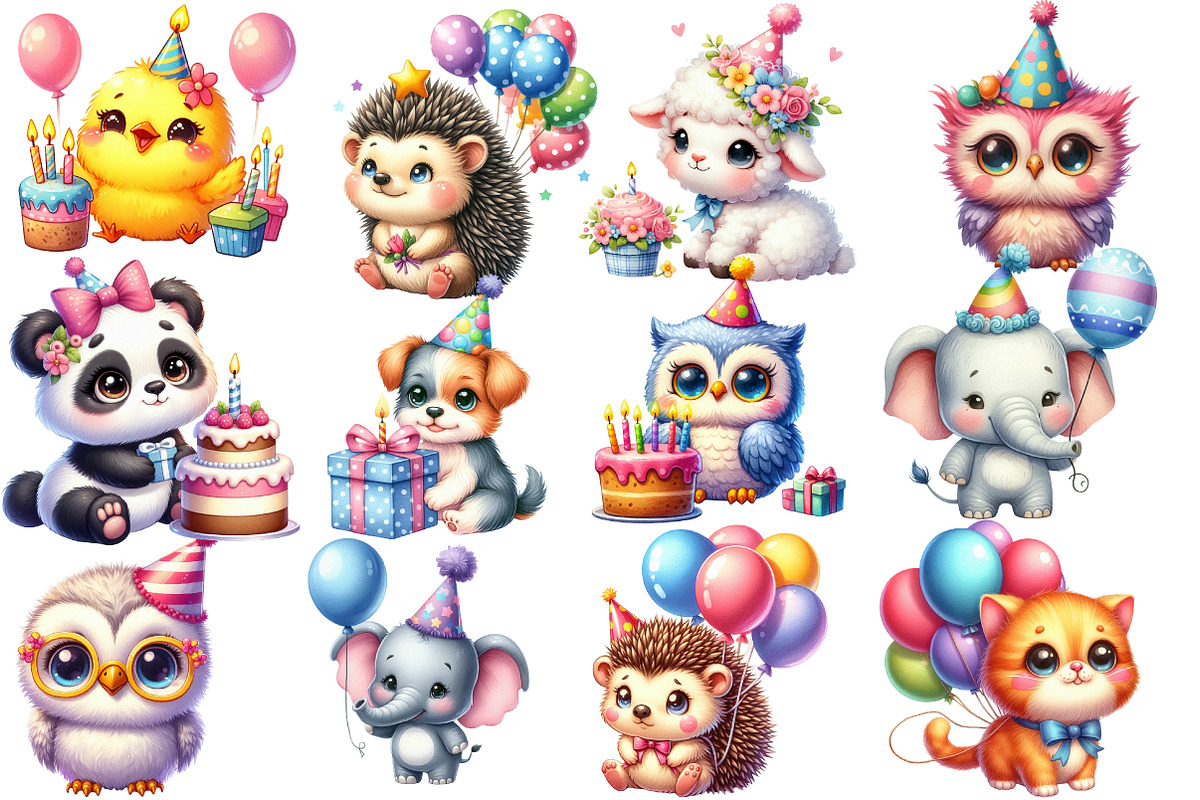 Birthday Baby Animal Clipart, an Illustration by Designworld (Photo 5 of 6)