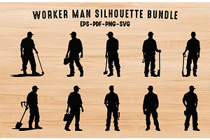 Worker Man Silhouette Vector Set, a Work Illustration by Gfx Expert Team