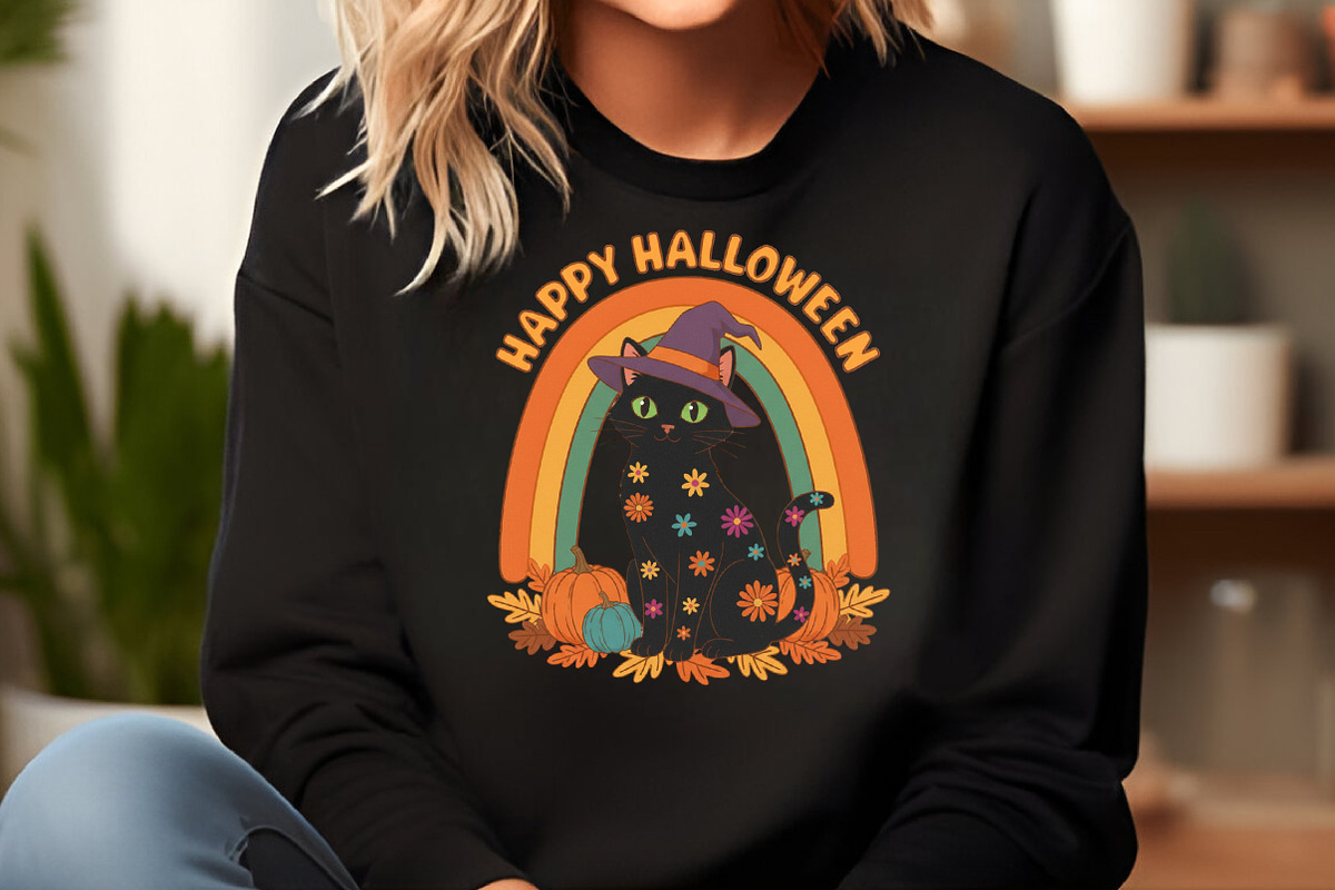 Happy Halloween Cat with Rainbow PNG, an Illustration by Craft Nest (Photo 4 of 6)