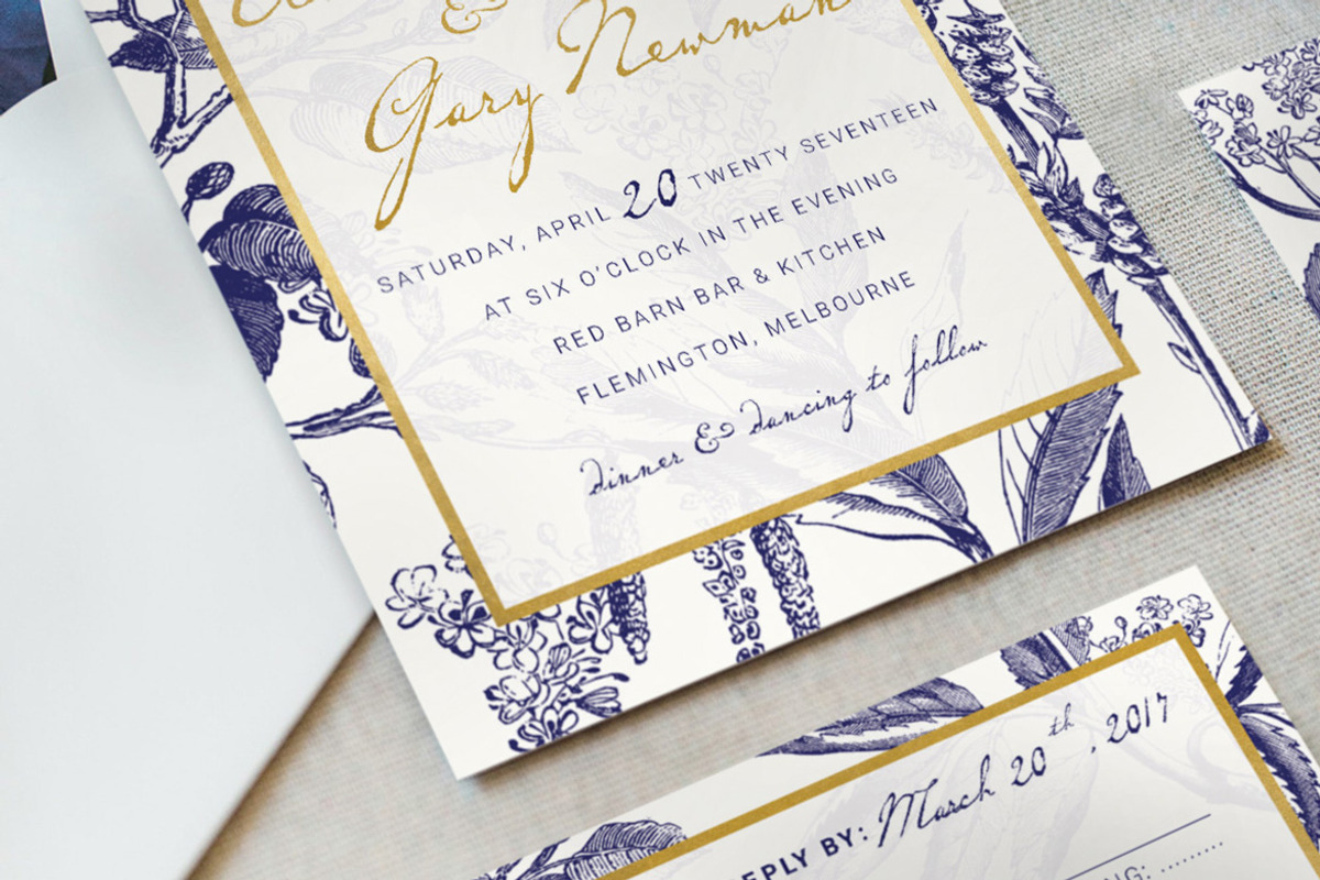 Gold & Navy Wedding Invitation Suite, an Invitation Template by BlueRobinDesignShop (Photo 3 of 7)