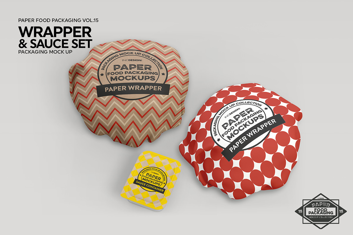 Wrapper and Sauce Set Mockup, a Packaging Mockup by INCDesign (Photo 4 of 7)