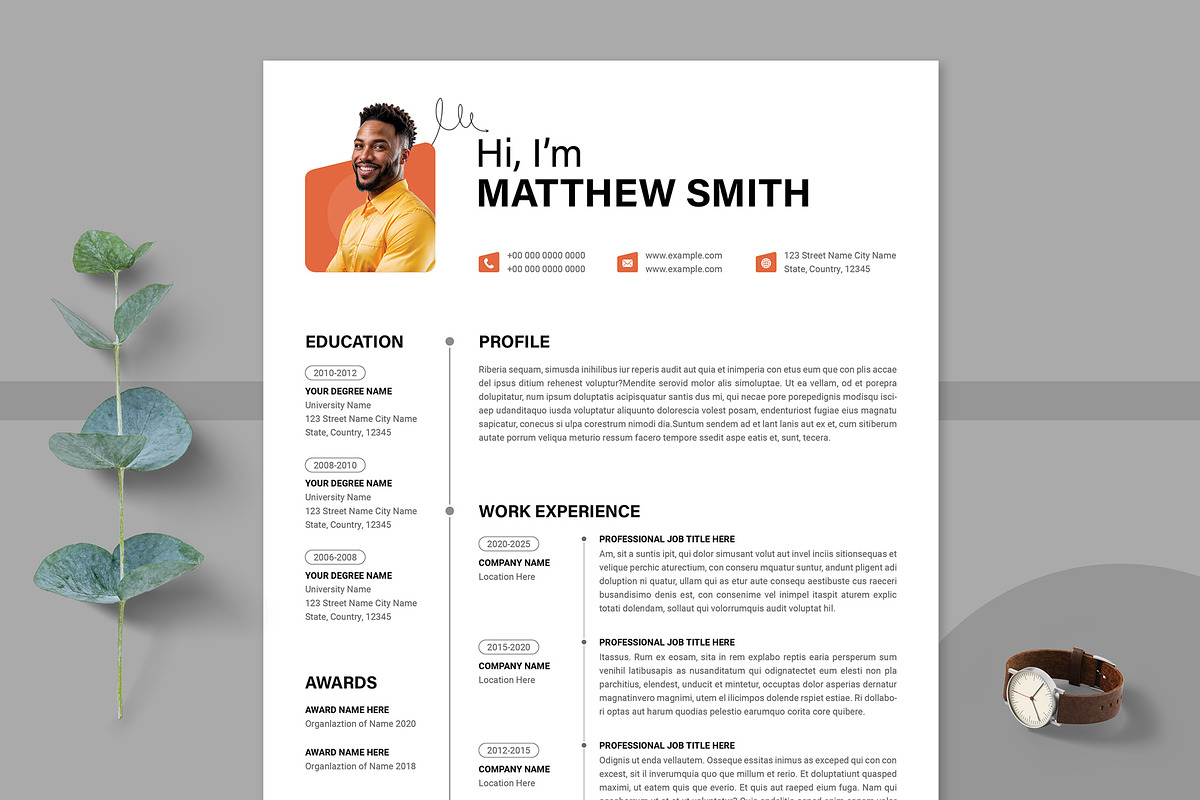 Modern and Clean Resume CV Template, a Resume Template by PixelStudio (Photo 3 of 7)