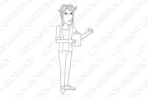 Woman With Clipboard Pointing, a Finance Illustration by Christos Georghiou