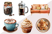 Watercolor Coffee Clipart, an Illustration by Design Market (Thumbnail 2 of 3)