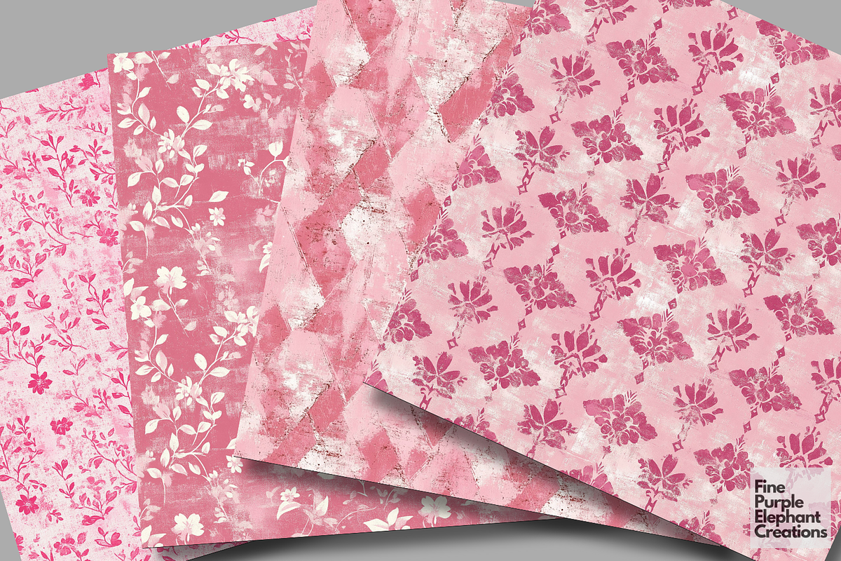 Pink Distressed Cottagecore Shabby, a Pattern Graphic by Fine Purple Elephant (Photo 2 of 5)