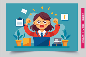 Angry woman with office items, an Illustration by Tanuart