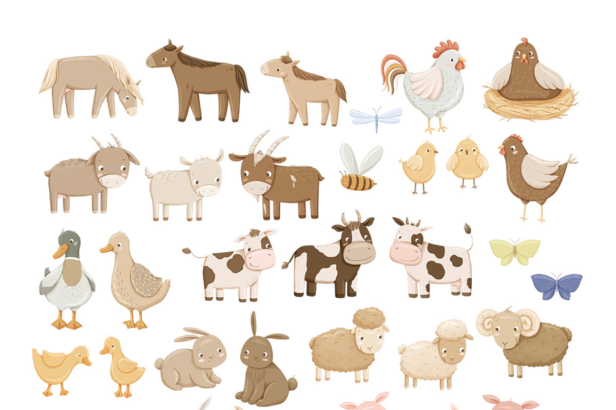 Family Farm animals baby collection, an Animal Illustration by polikarpovaart (Photo 13 of 14)