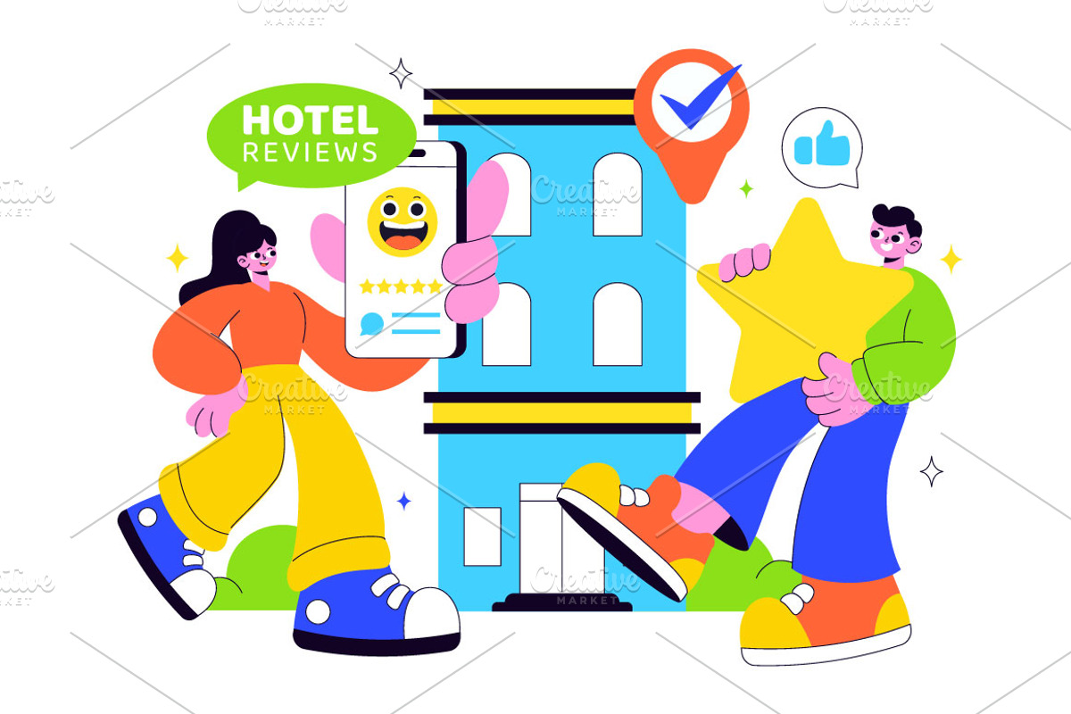 10 Hotel Reviews Illustration, a Person Illustration by denayunebgt (Photo 2 of 4)