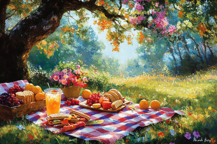 Sunny Summer Picnic under a Tree Del, a Background Photo by Pixeness