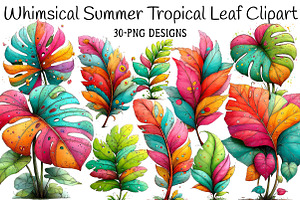 Whimsical Summer Tropical Leaf Clipa, an Illustration by Daily.Designs