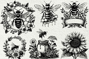 Vintage Honey Bee Illustrations, a Food Illustration by DENIDigitalArtSudio (Thumbnail 2 of 5)