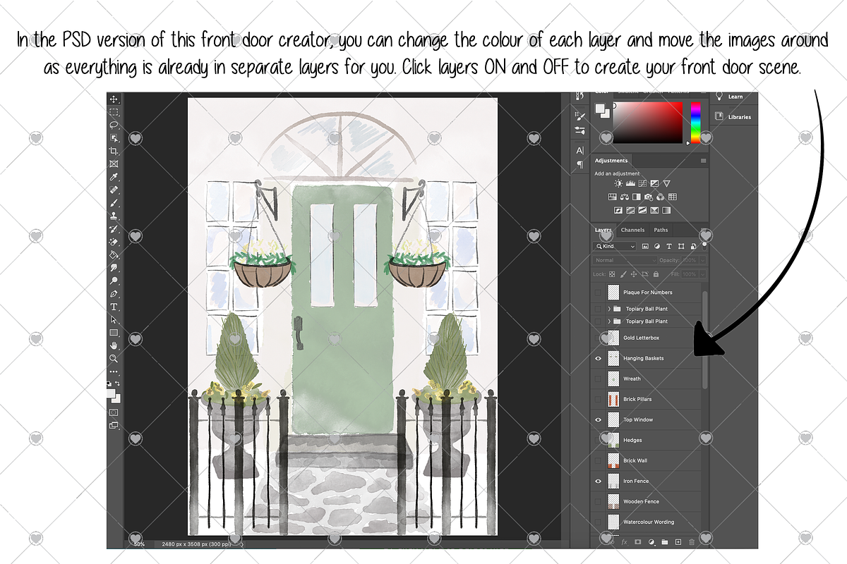 Watercolour Front Door Creator,, a Decorative Illustration by CommercialCliparts (Photo 1 of 3)