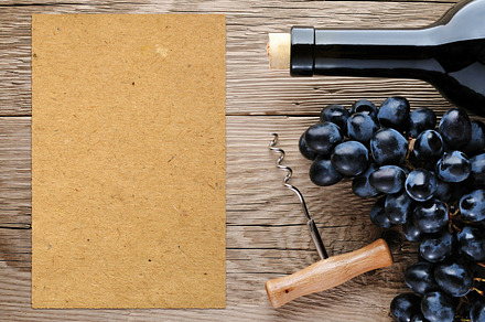 Bottle Of Wine Corkscrew And Grape preview 6