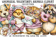 Whimsical Valentine Animals Clipart, an Illustration by OK Design (Thumbnail 1 of 6)