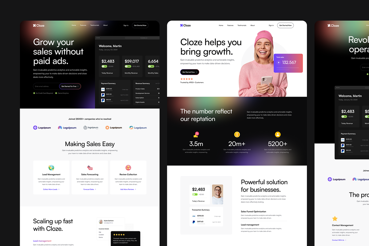 Cloze - Multi-Layout SaaS Figma, an UI Kit Template by FinestDevs (Photo 3 of 8)