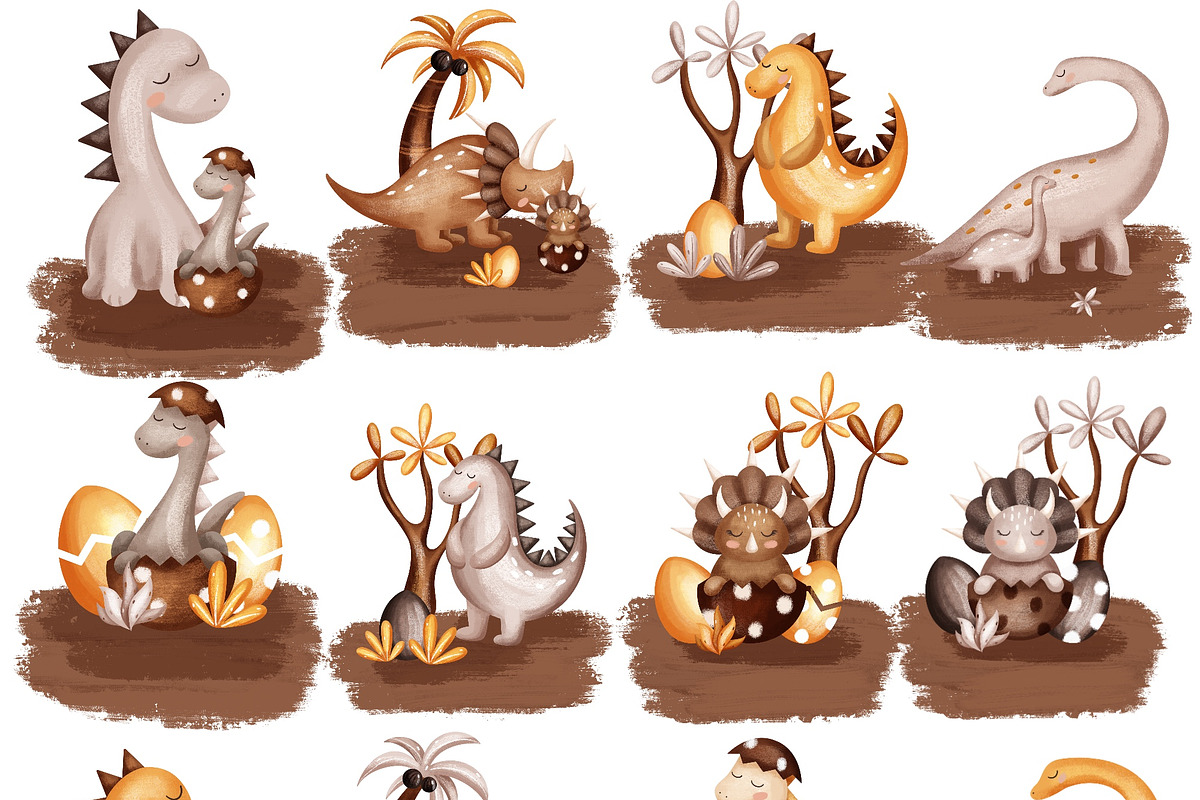 Cute dinosaur - kids collection, an Animal Illustration by Linerisyart (Photo 5 of 15)