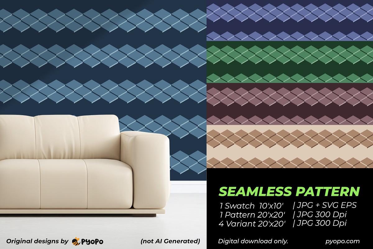 Staggered Glow Pattern, a Pattern Graphic by Pyopo (Photo 2 of 3)