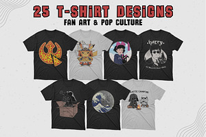 25 Pop Culture T-shirt Designs, a Graphic by GODZILLARGE