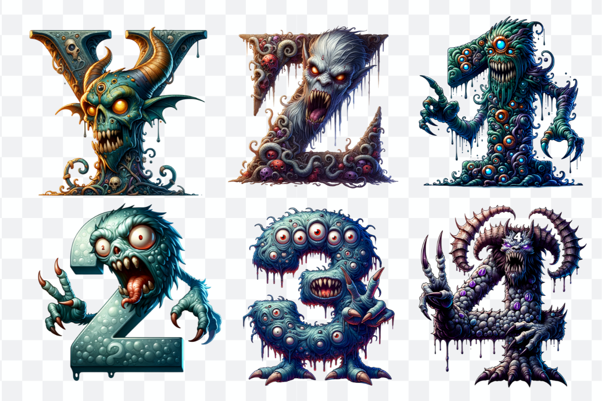 Monster Font Alphabet and Numbers, a Symbol Font by Bubble Pixel (Photo 6 of 8)