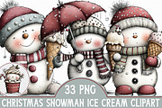 Christmas Snowman Ice Cream Clipart, an Illustration by Libby Wishes (Thumbnail 1 of 7)
