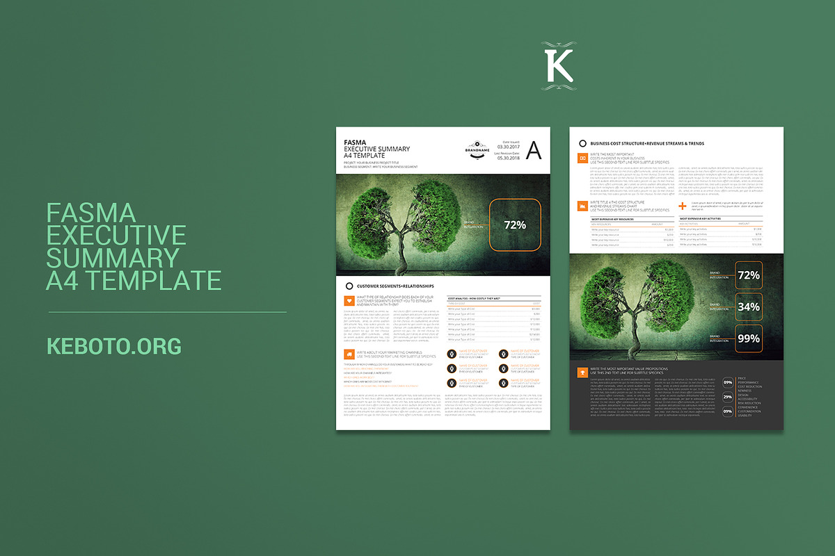 Fasma Executive Summary A4 Template, a Templates & Theme by Keboto
