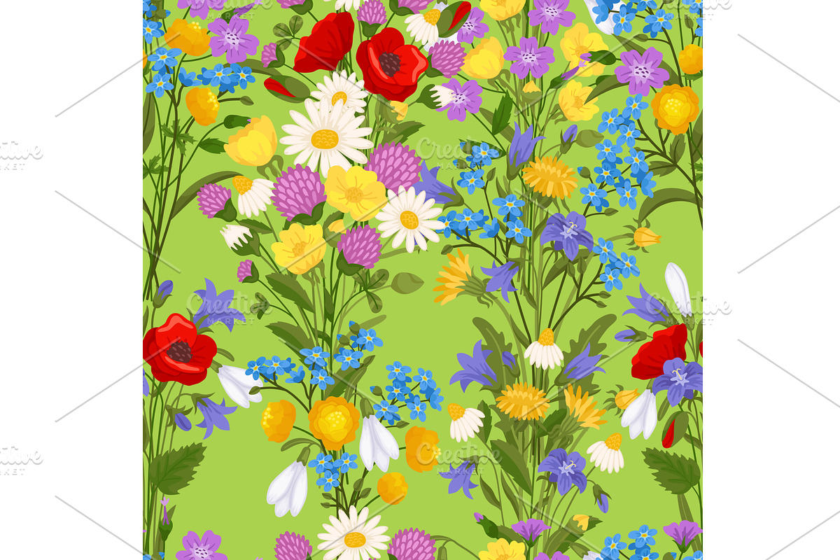 Beautiful spring wildflowers. Meadow, an Object Illustration by Vectorbuum