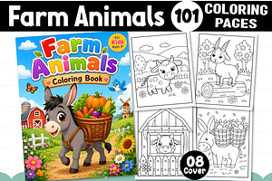 Farm Animals Coloring Pages for Kids, an Animal Illustration by Coco Bloom