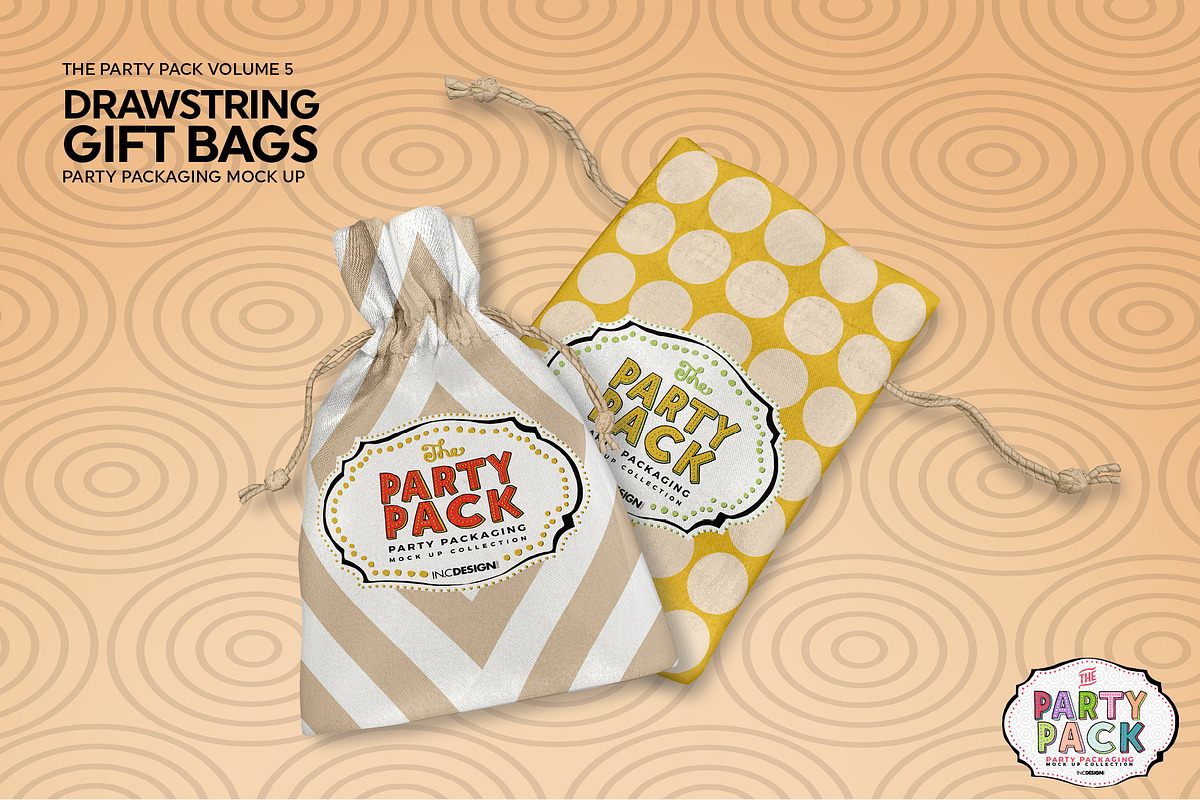 Drawstring GiftBags Packaging Mockup, a Packaging Mockup by INCDesign (Photo 6 of 8)