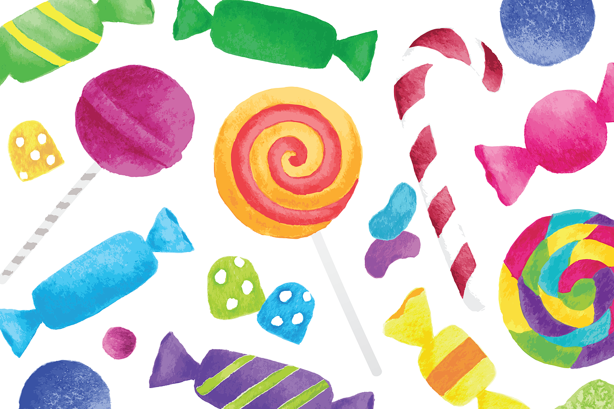 Watercolor Candy Clipart, a Food Illustration by Ale Estrada (Photo 2 of 6)