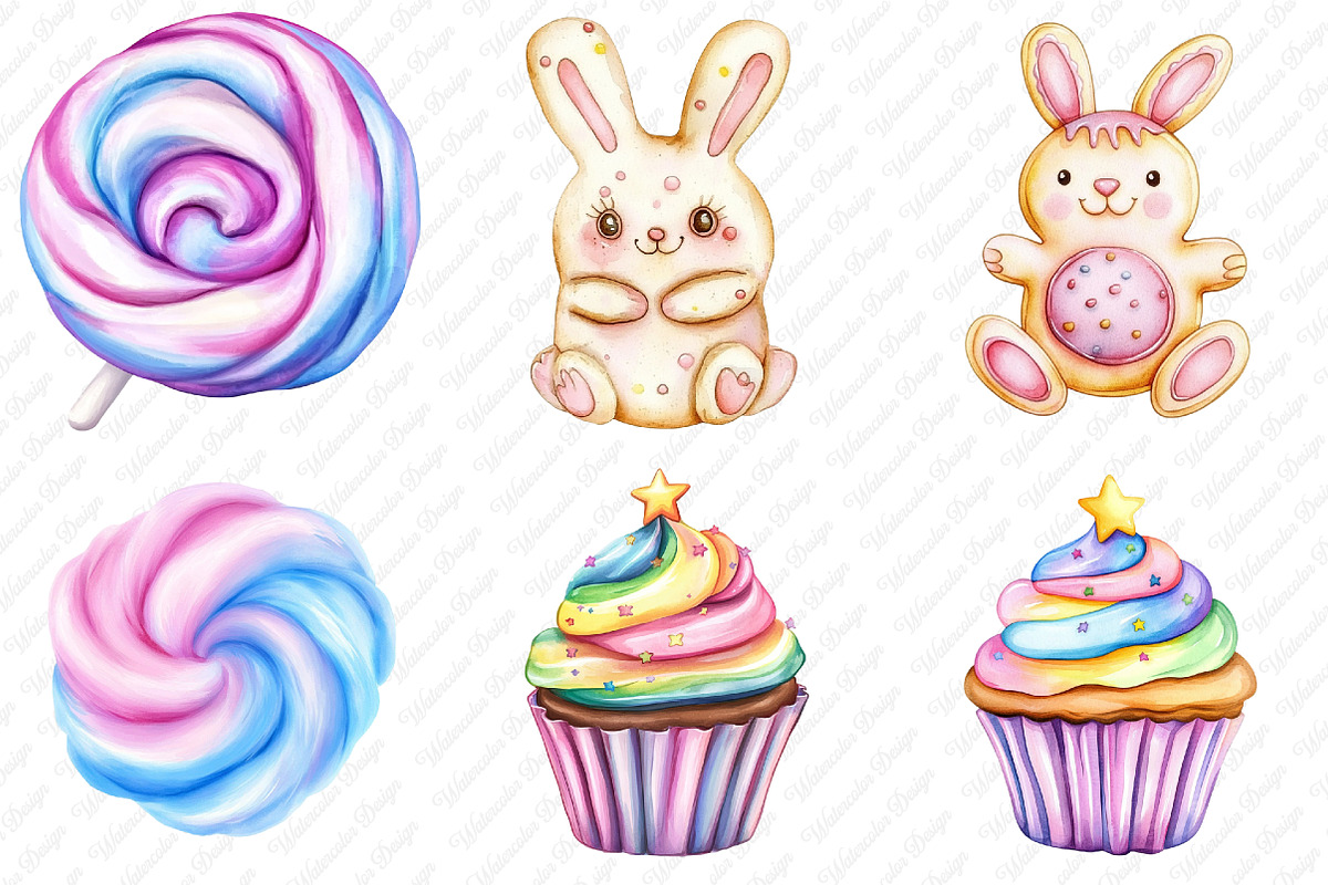 Watercolor Pastel Sweets Clipart, an Illustration by Watercolor design (Photo 4 of 12)