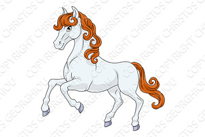 Horse Cartoon Cute Animal Character, an Animal Illustration by Christos Georghiou