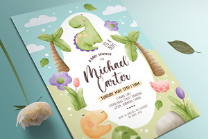Dino Baby Shower Invitation, an Invitation Template by Aarley Kaiven