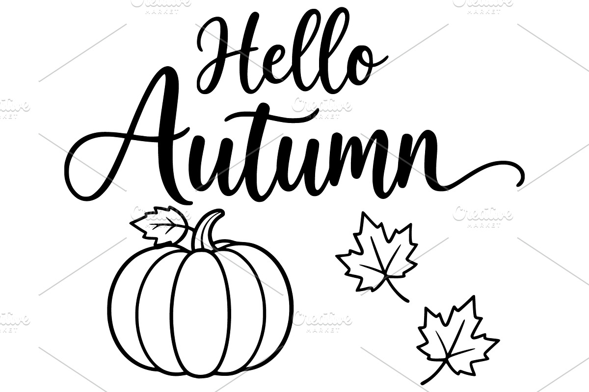 Hello Autumn Pumpkin Line Art, an Object Illustration by Ghagra (Photo 2 of 7)