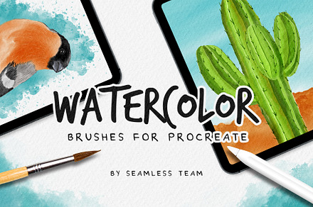 Watercolor brushes for Procreate, a Brush Add-On by seamlessteam